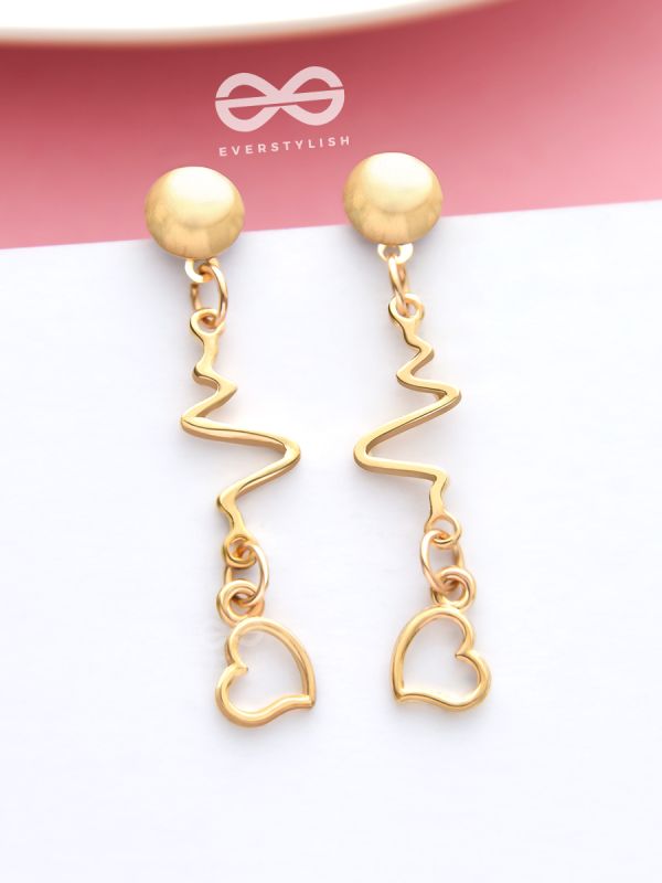 The Beating Hearts - Golden Statement Dangler Earrings