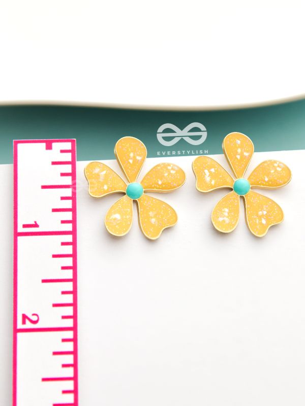 The Delightful Daisies - Statement Enamelled Earrings (Royal Yellow) 