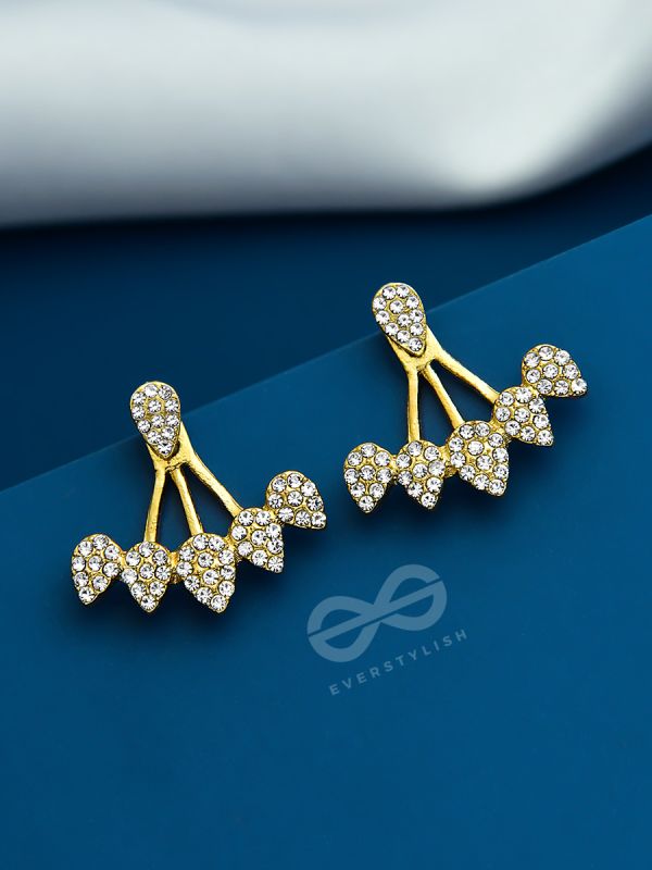 The Arctic Shrub- Golden Rhinestones Ear Jackets