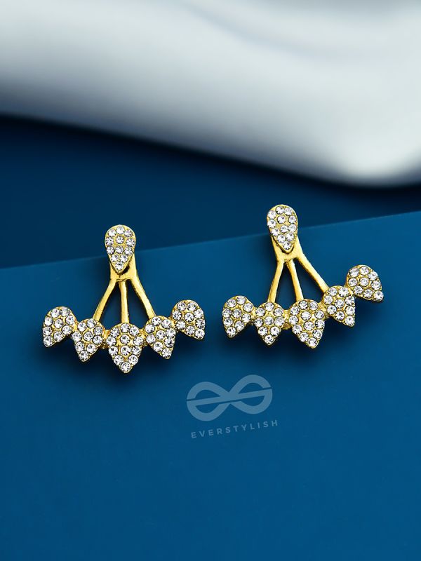 The Arctic Shrub- Golden Rhinestones Ear Jackets