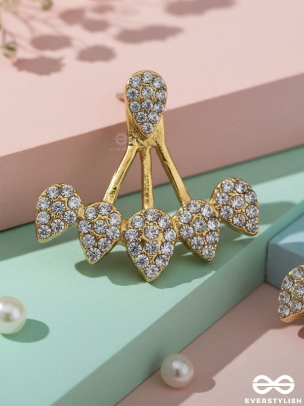 The Arctic Shrub- Golden Rhinestones Ear Jackets