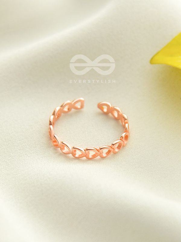 Hearts Wrapped Around My Finger - Golden Adjustable Ring