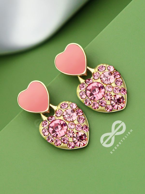 The Gems of Love - Golden Embellished Earrings