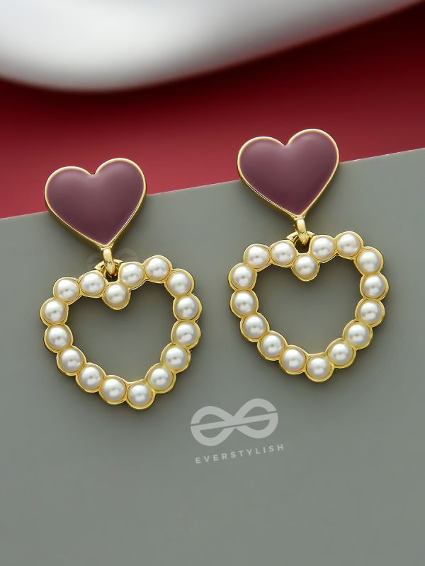 I'm all Heart - Statement Pearl Enamelled Earrings