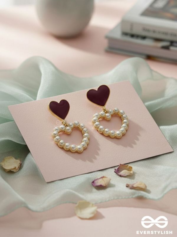 I'm all Heart - Statement Pearl Enamelled Earrings