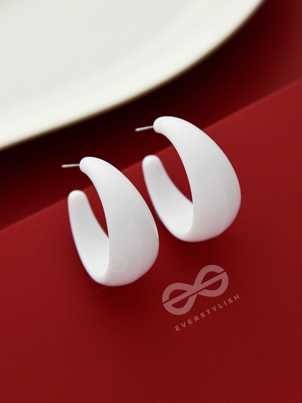Effortlessly Classy - Statement Hoops (White)