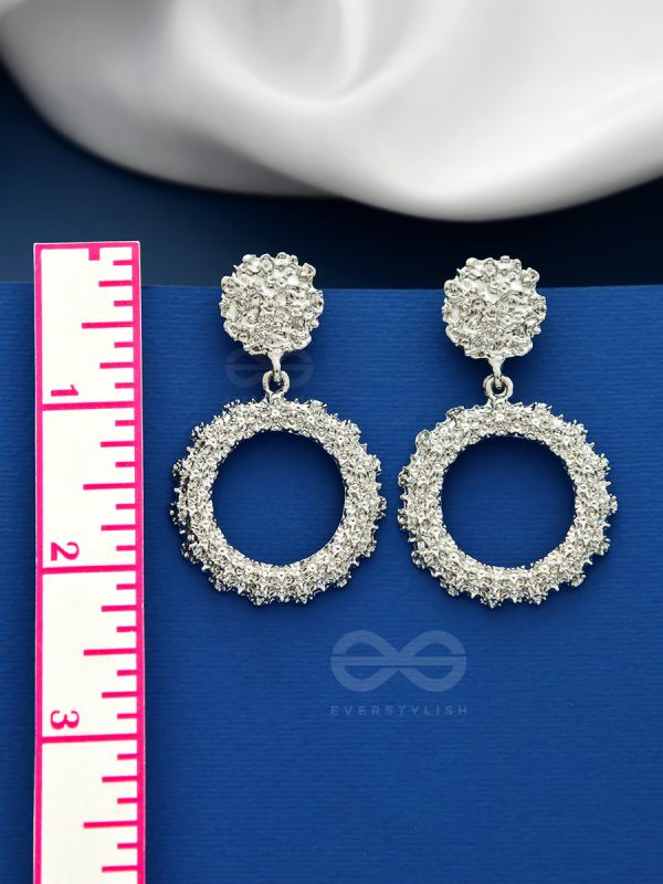 SHIMMERING SOLAR FLARES - SILVER STATEMENT EARRINGS