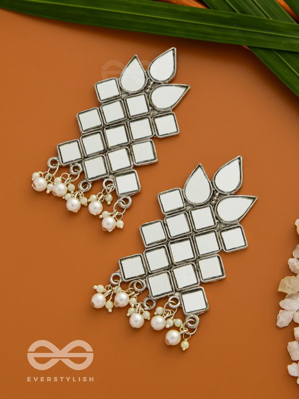 Mirrors on my Ears - Statement Embellished Earrings