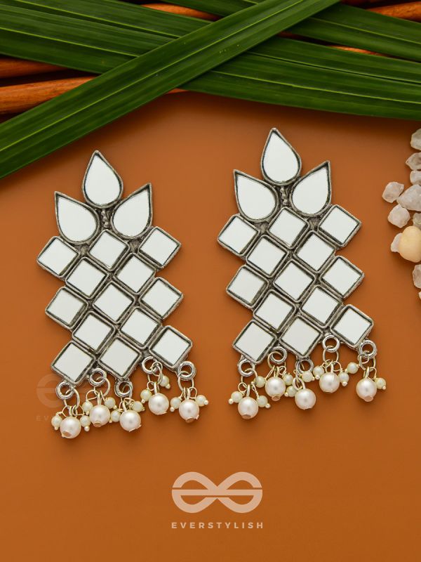 Mirrors on my Ears - Statement Embellished Earrings