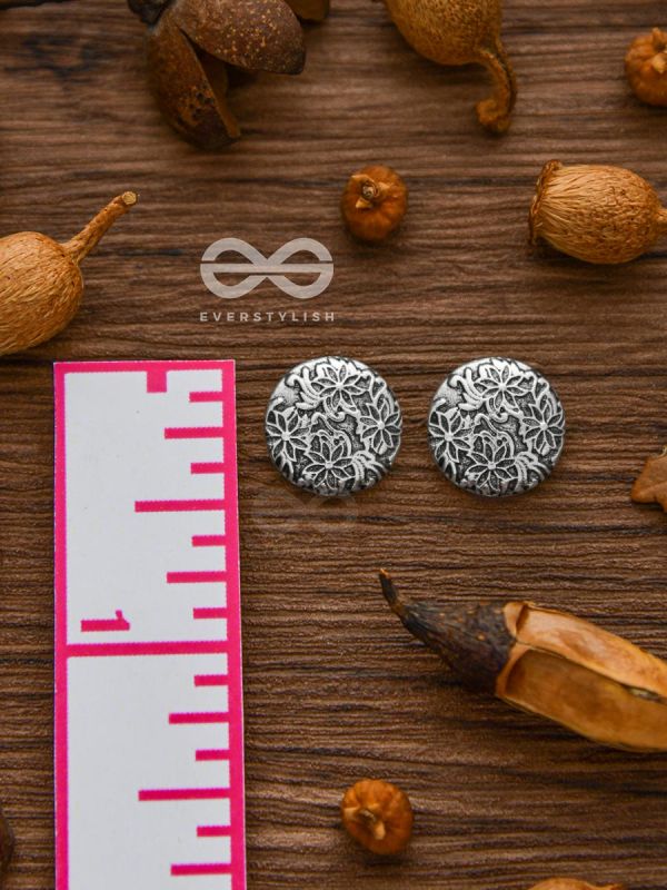 Little Carved Motif Buttons - Tiny Trinket Earrings