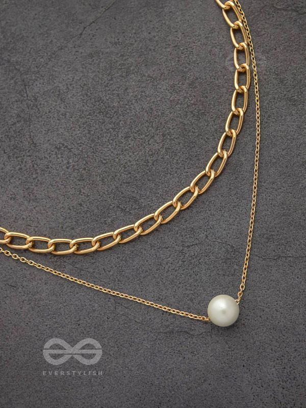 The Layered Elegance - Golden Pearl Multilayered Neckpiece With Anti-Tarnish Coating 