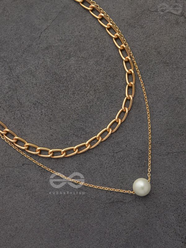 The Layered Elegance - Golden Pearl Multilayered Neckpiece With Anti-Tarnish Coating 