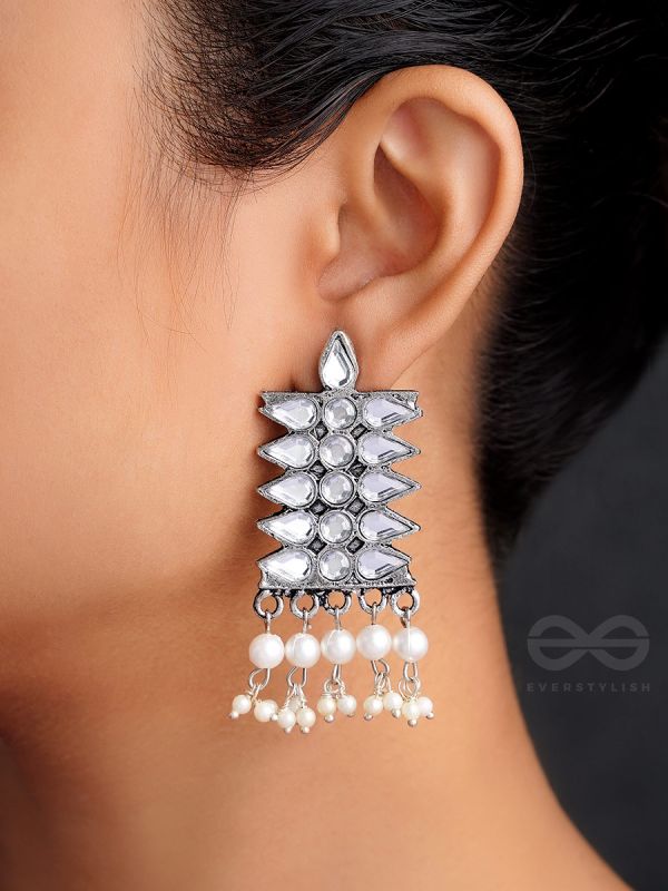 The Pristine Pine- Oxidised Enamelled Earrings