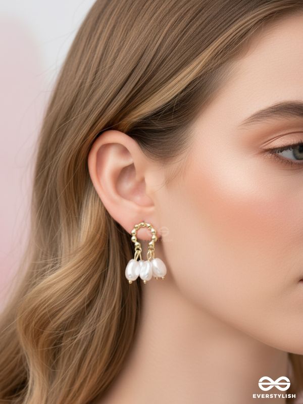 Budding Blossoms- Golden Pearl Earrings
