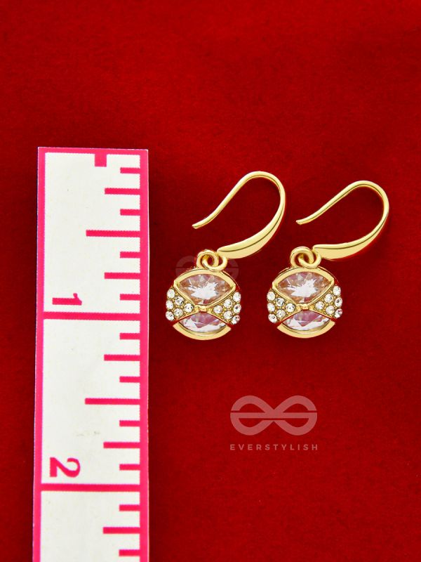 Golden Globes- Gem Stone and Rhinestones Studded Golden Earrings