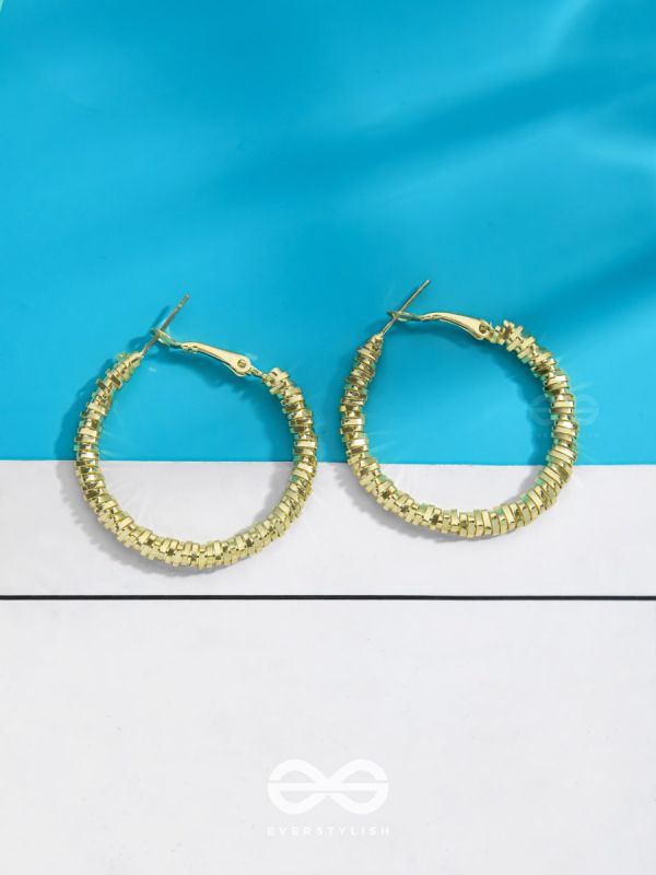 Intertwined Rims- Textured Golden Hoops