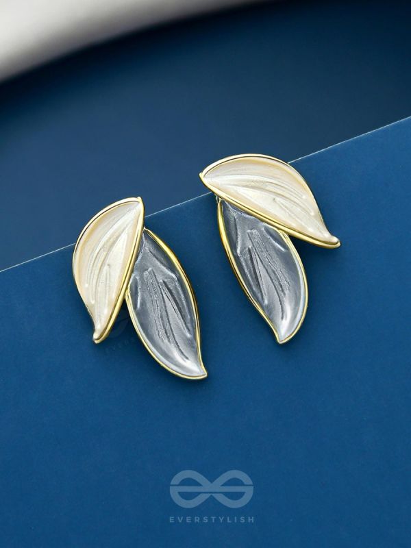 PETALS PANACHE- GOLDEN ENAMELLED EARRINGS (SKY BLUE)