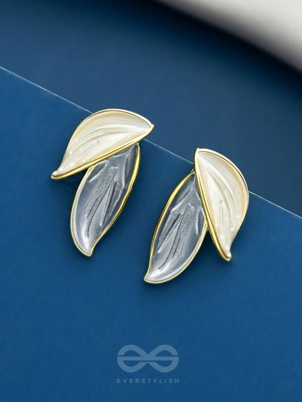 PETALS PANACHE- GOLDEN ENAMELLED EARRINGS (SKY BLUE)