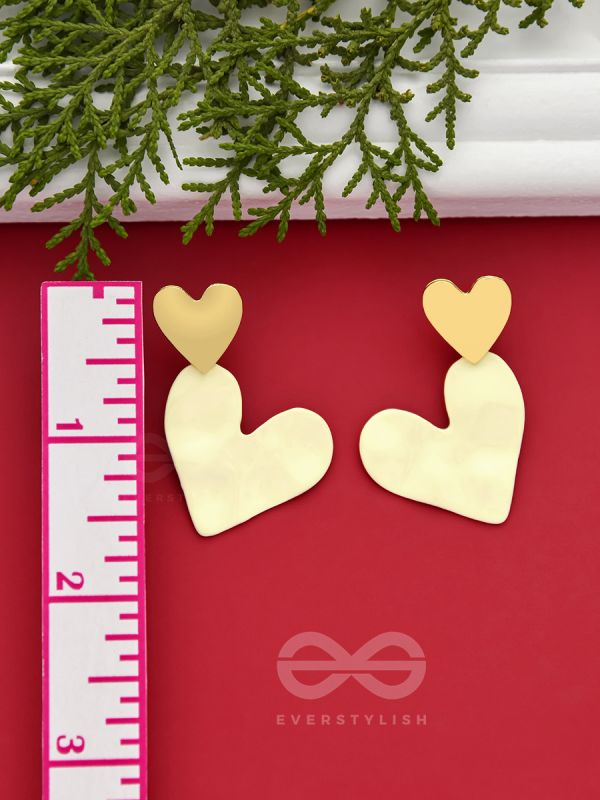Cross My Heart- Golden Heart-Shaped Earrings