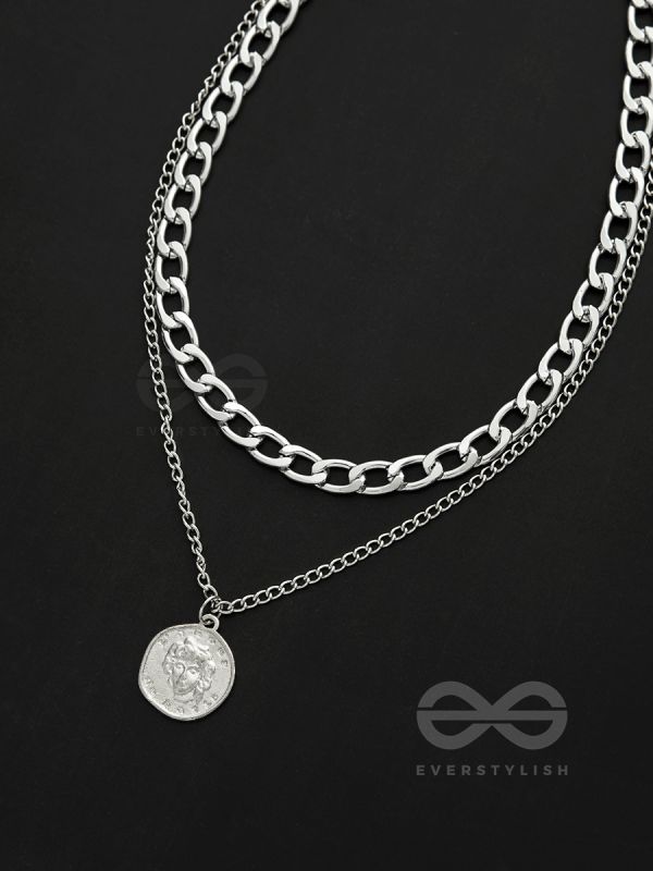 The Double Decker- Double Layer Silver Necklace
