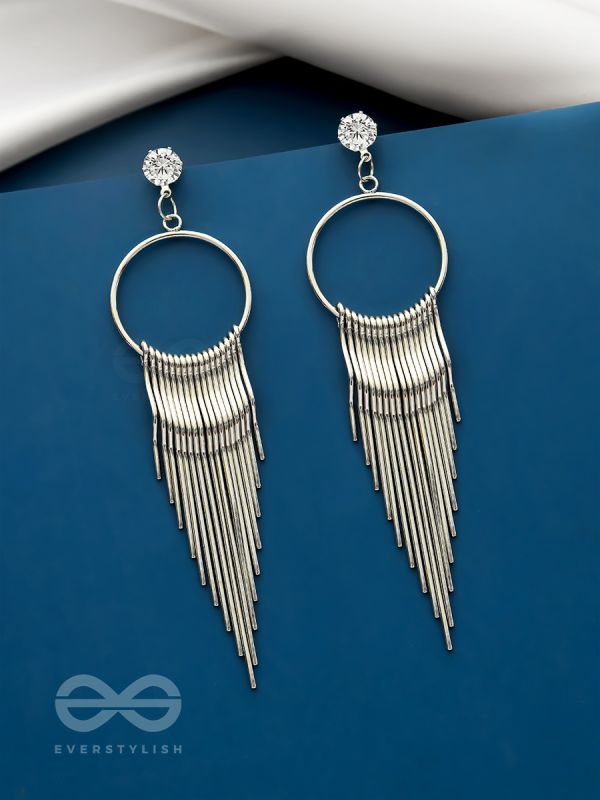 The Melting Moon- CZ Stones Studded Silver Earrings