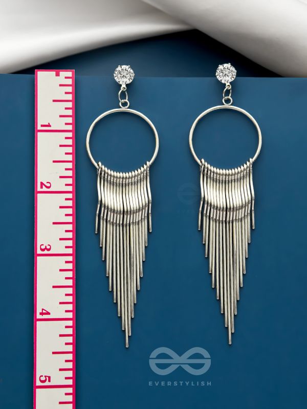 The Melting Moon- CZ Stones Studded Silver Earrings