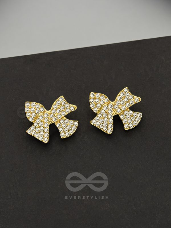The Knotted Star- Golden Rhinestones Earrings