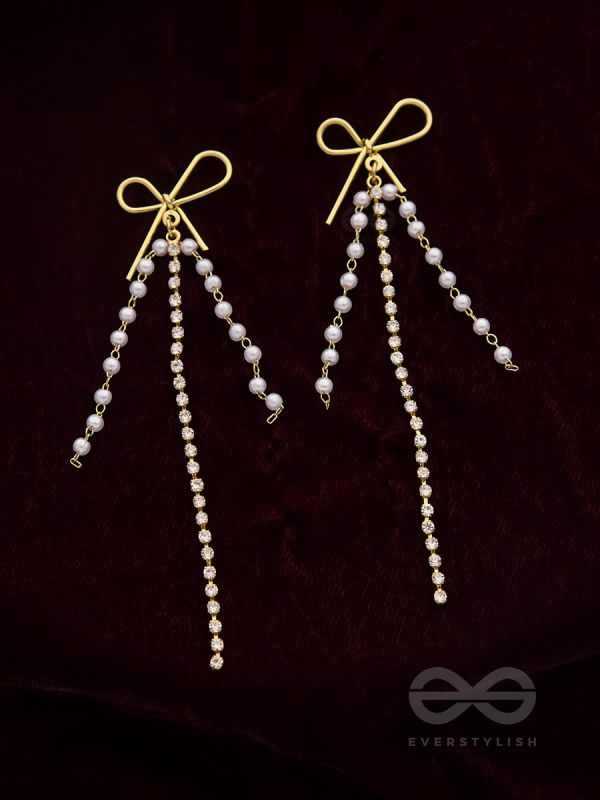 Bow n Arrow- Golden Beads Earrings