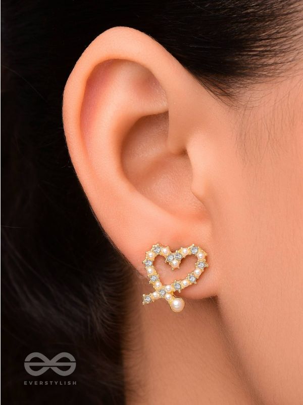 Little Hearts- Golden Beads Earrings