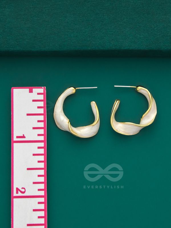 The Twisted Crescent- Classy Golden Earrings (Porcelain White)