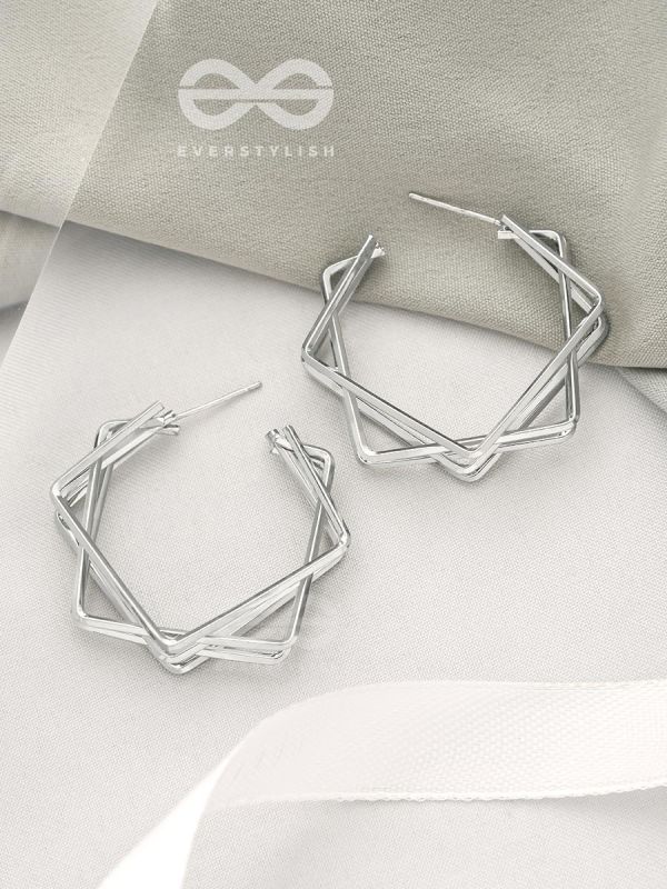 The Jumbled Squares- Chic Silver Earrings