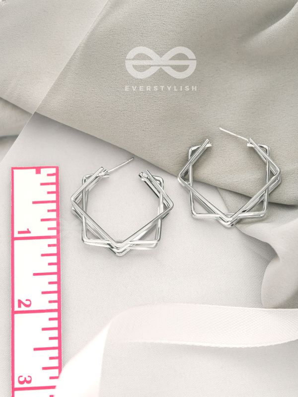 The Jumbled Squares- Chic Silver Earrings