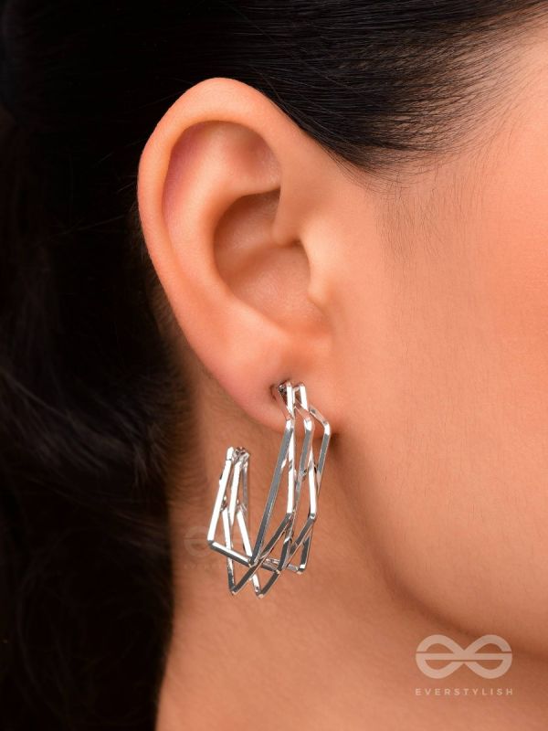 The Jumbled Squares- Chic Silver Earrings