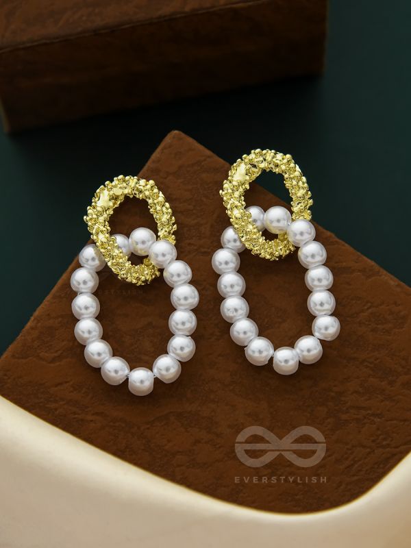 Sun n Moon- Golden Pearl Earrings