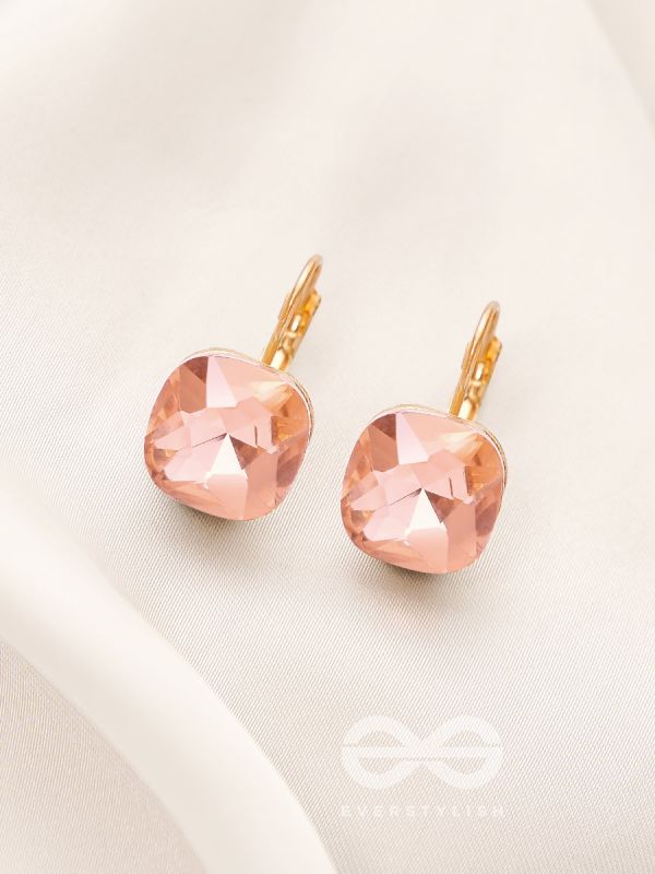 The Ice Cube- Crystal Golden Earrings (Rust)