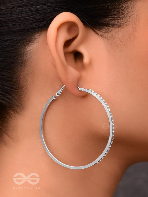 The Ring of Light- Silver Rhinestones Hoop Earrings