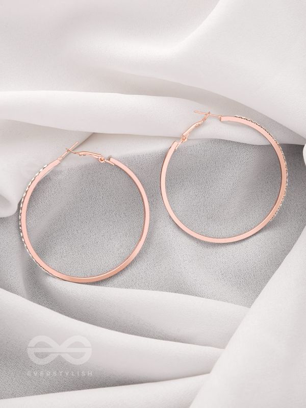 The Ring of Light- Rose Gold Rhinestones Hoop Earrings