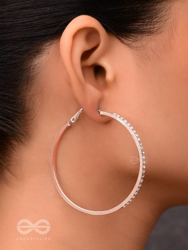 The Ring of Light- Rose Gold Rhinestones Hoop Earrings