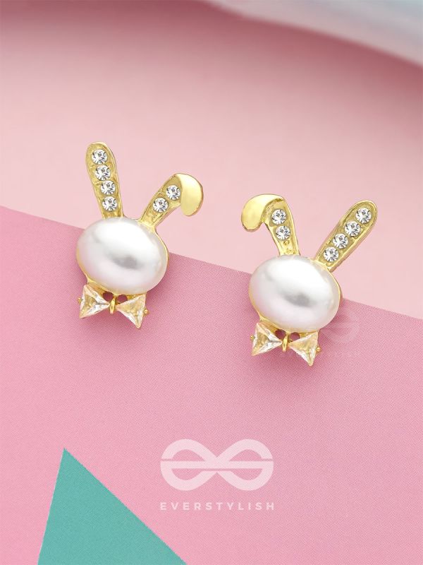 The Pearly Bunny- Golden Pearl Earrings