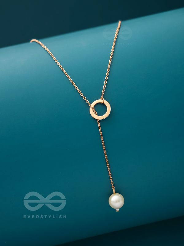 Drop-Down- Golden Pearl Necklace With Anti-Tarnish Coating 