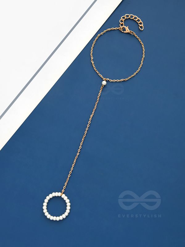 Pearl Around- Hand Harness Golden Pearl Bracelet