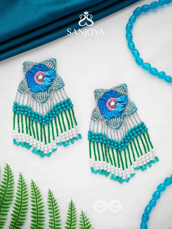 Tarankit- The Star- Beads, Sequins and Cutdana Embroidered Earrings 