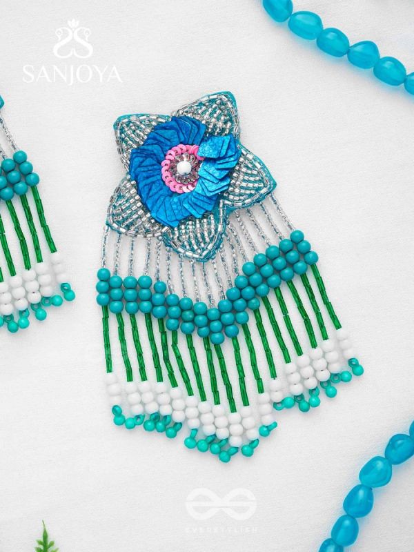 Tarankit- The Star- Beads, Sequins and Cutdana Embroidered Earrings 