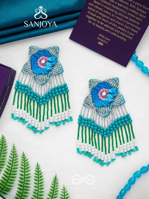 Tarankit- The Star- Beads, Sequins and Cutdana Embroidered Earrings 