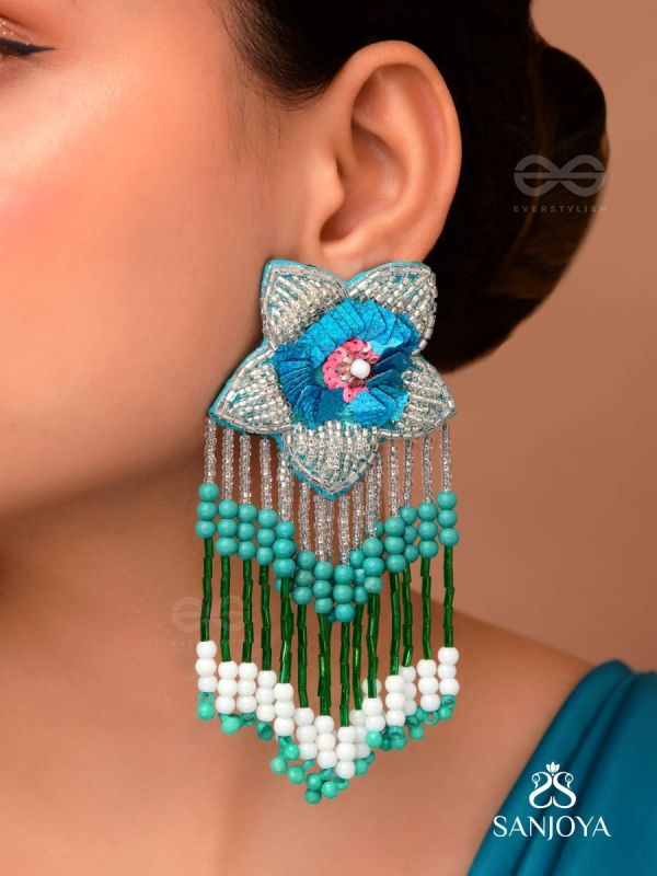 Tarankit- The Star- Beads, Sequins and Cutdana Embroidered Earrings 