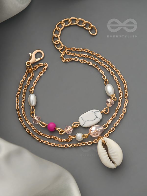 The Shell Galaxy- Golden Three Layered Bracelet