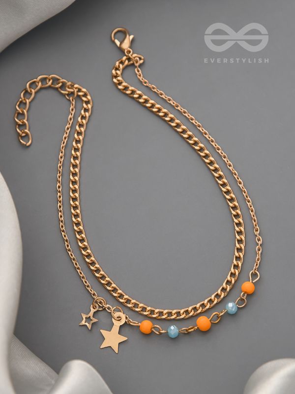 The Lucky Stars-  Golden Beads Layered Anklet
