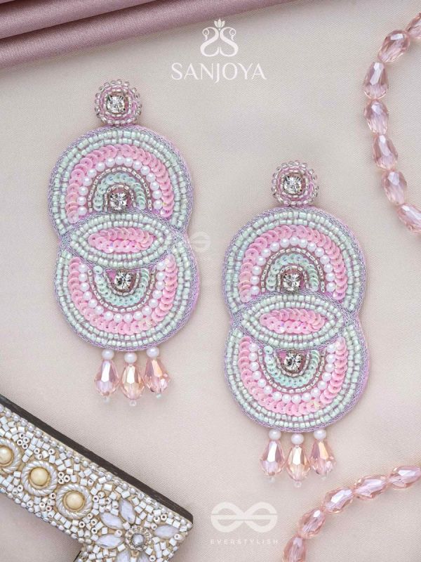 Dwaidha- The Dual- Stones, Sequins and Beads Embroidered Earrings 