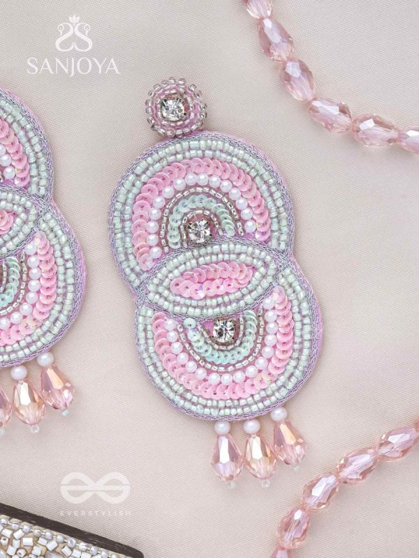 Dwaidha- The Dual- Stones, Sequins and Beads Embroidered Earrings 