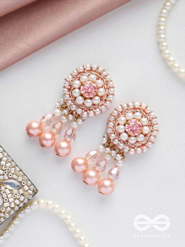 Lavana- The Graceful- Pearls and Glass Beads Embroidered Earrings 